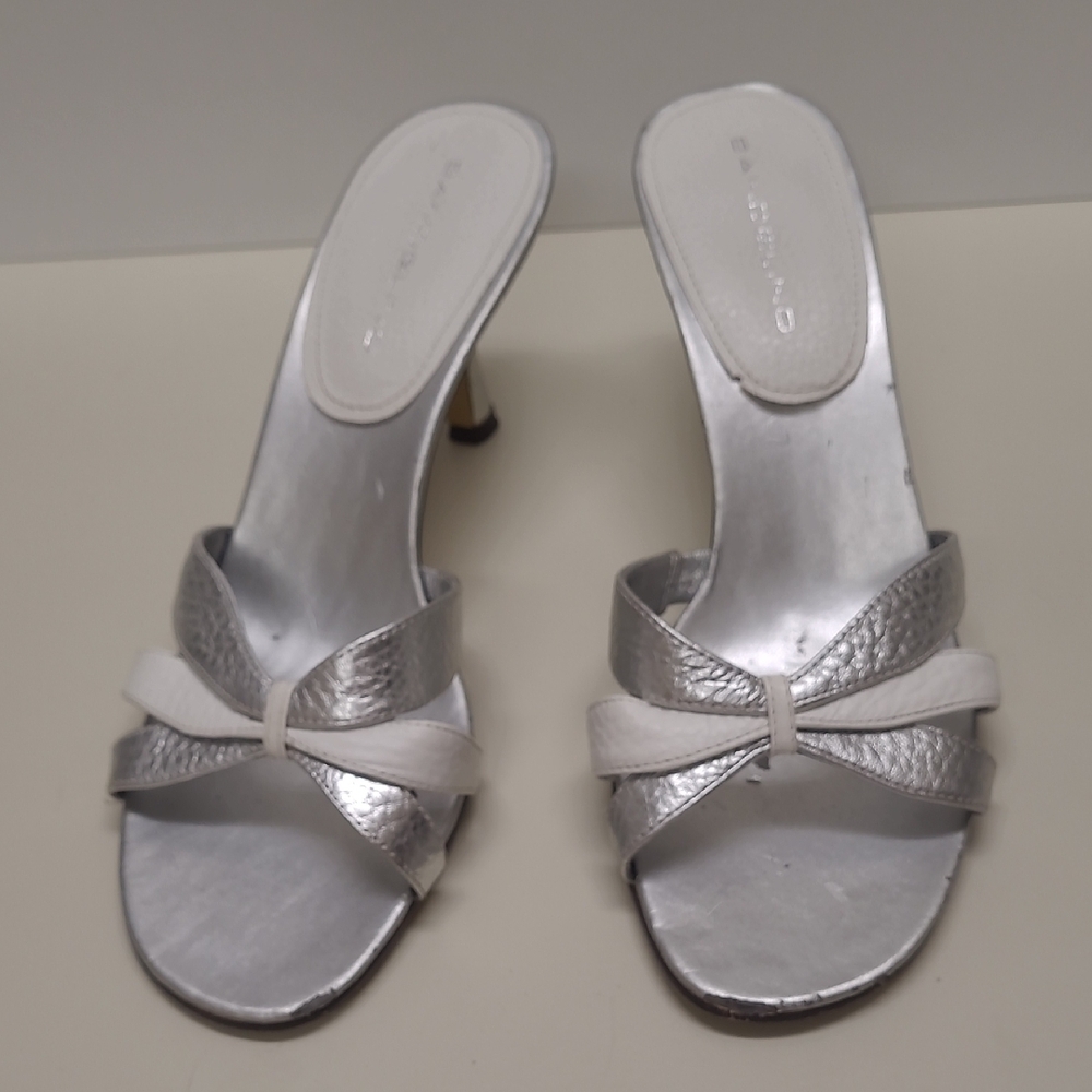 Bandolino Silver Heels with Crisscross Straps